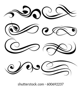 Decorative monograms and calligraphic borders. Template signage, logos, labels, stickers, cards. Graphic design page. Classic design elements for wedding invitations