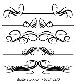 Decorative monograms and calligraphic borders. Template signage, logos, labels, stickers, cards. Graphic design page. Classic design elements for wedding invitations