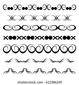 Decorative monograms and calligraphic borders. Template signage, logos, labels, stickers, cards. Graphic design page. Classic design elements for wedding invitations