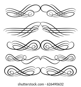  Decorative monograms and calligraphic borders. Template signage, logos, labels, stickers, cards. Graphic design page. Classic design elements for wedding invitations