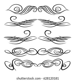 Decorative monograms and calligraphic borders. Template signage, logos, labels, stickers, cards. Graphic design page. Classic design elements for wedding invitations.