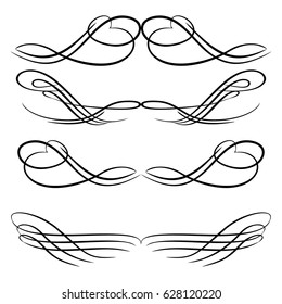 Decorative monograms and calligraphic borders. Template signage, logos, labels, stickers, cards. Graphic design page. Classic design elements for wedding invitations.