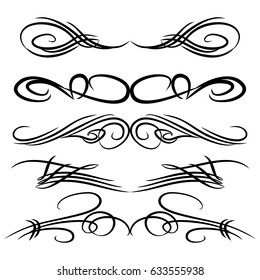 Decorative monograms and calligraphic borders. Template signage, logos, labels, stickers, cards. Graphic design page. Classic design elements for wedding invitations.