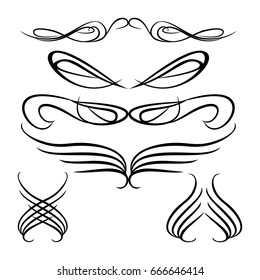 
 Decorative monograms and calligraphic borders. Template signage, logos, labels, stickers, cards. Graphic design page. Classic design elements for wedding invitations.