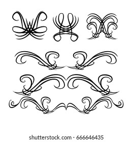 
 Decorative monograms and calligraphic borders. Template signage, logos, labels, stickers, cards. Graphic design page. Classic design elements for wedding invitations.