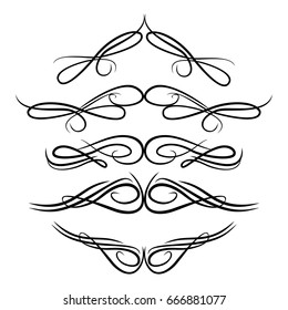 Decorative monograms and calligraphic borders. Template signage, logos, labels, stickers, cards. Graphic design page. Classic design elements for wedding invitations