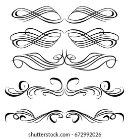 Decorative monograms and calligraphic borders. Template signage, logos, labels, stickers, cards. Graphic design page. Classic design elements for wedding invitations