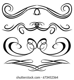 Decorative monograms and calligraphic borders. Template signage, logos, labels, stickers, cards. Graphic design page. Classic design elements for wedding invitations.