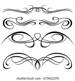 Decorative monograms and calligraphic borders. Template signage, logos, labels, stickers, cards. Graphic design page. Classic design elements for wedding invitations.