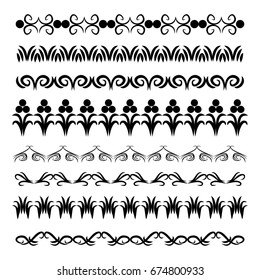 Decorative monograms and calligraphic borders. Template signage, logos, labels, stickers, cards. Graphic design page. Classic design elements for wedding invitations