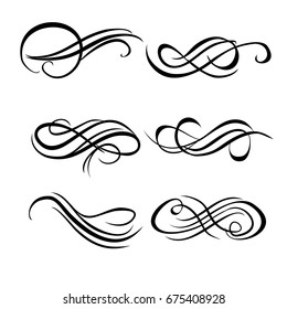 Decorative monograms and calligraphic borders. Template signage, logos, labels, stickers, cards. Graphic design page. Classic design elements for wedding invitations