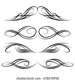 Decorative monograms and calligraphic borders. Template signage, logos, labels, stickers, cards. Graphic design page. Classic design elements for wedding invitations