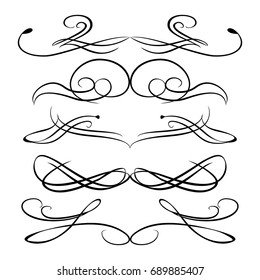 Decorative monograms and calligraphic borders. Template signage, logos, labels, stickers, cards. Graphic design page. Classic design elements for wedding invitations