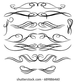 Decorative monograms and calligraphic borders. Template signage, logos, labels, stickers, cards. Graphic design page. Classic design elements for wedding invitations