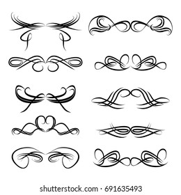  Decorative monograms and calligraphic borders. Template signage, logos, labels, stickers, cards. Graphic design page. Classic design elements for wedding invitations