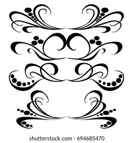 Decorative monograms and calligraphic borders. Template signage, logos, labels, stickers, cards. Graphic design page. Classic design elements for wedding invitations

