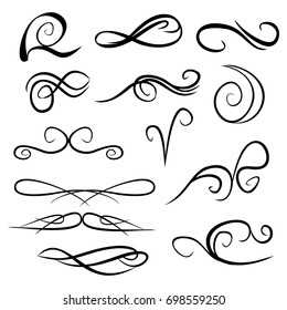 Decorative monograms and calligraphic borders. Template signage, logos, labels, stickers, cards. Graphic design page. Classic design elements for wedding invitations