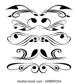 Decorative monograms and calligraphic borders. Template signage, logos, labels, stickers, cards. Graphic design page. Classic design elements for wedding invitations