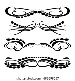 Decorative monograms and calligraphic borders. Template signage, logos, labels, stickers, cards. Graphic design page. Classic design elements for wedding invitations