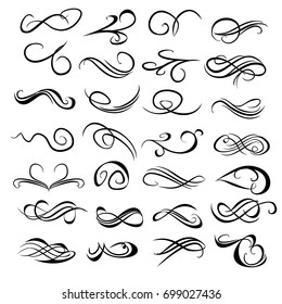 Flourish Calligraphy Cursive Swirl Set Simple Stock Vector (Royalty ...