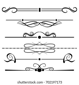 Decorative monograms and calligraphic borders. Template signage, logos, labels, stickers, cards. Graphic design page. Classic design elements for wedding invitations