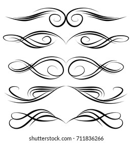 Decorative monograms and calligraphic borders. Template signage, logos, labels, stickers, cards. Graphic design page. Classic design elements for wedding invitations.