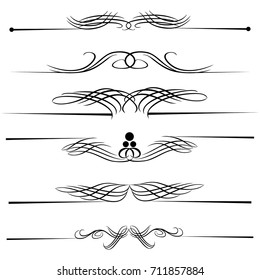Decorative monograms and calligraphic borders. Template signage, logos, labels, stickers, cards. Graphic design page. Classic design elements for wedding invitations