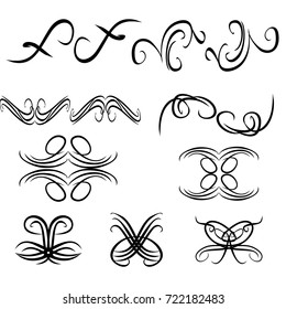  Decorative monograms and calligraphic borders. Template signage, logos, labels, stickers, cards. Graphic design page. Classic design elements for wedding invitations