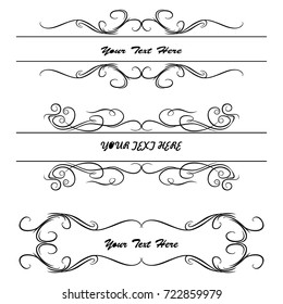 Decorative monograms and calligraphic borders. Template signage, logos, labels, stickers, cards. Graphic design page. Classic design elements for wedding invitations