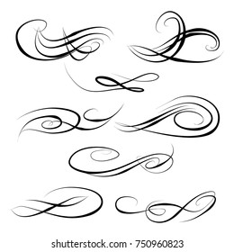 Decorative monograms and calligraphic borders. Template signage, logos, labels, stickers, cards. Graphic design page. Classic design elements for wedding invitations