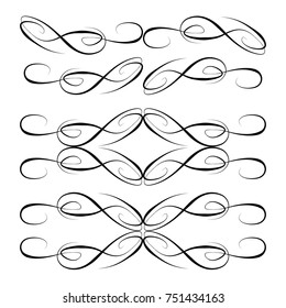 Decorative monograms and calligraphic borders. Template signage, logos, labels, stickers, cards. Graphic design page. Classic design elements for wedding invitations
