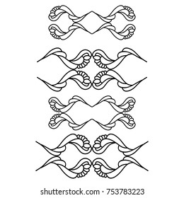 Decorative monograms and calligraphic borders. Template signage, logos, labels, stickers, cards. Graphic design page. Classic design elements for wedding invitations