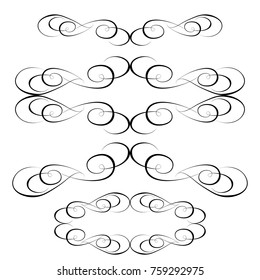  Decorative monograms and calligraphic borders. Template signage, logos, labels, stickers, cards. Graphic design page. Classic design elements for wedding invitations