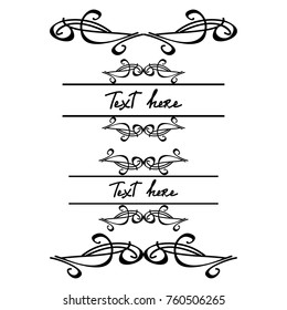  Decorative monograms and calligraphic borders. Template signage, logos, labels, stickers, cards. Graphic design page. Classic design elements for wedding invitations
