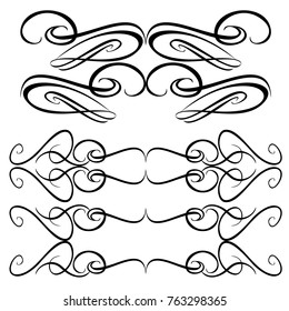  Decorative monograms and calligraphic borders. Template signage, logos, labels, stickers, cards. Graphic design page. Classic design elements for wedding invitations