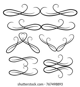  Decorative monograms and calligraphic borders. Template signage, logos, labels, stickers, cards. Graphic design page. Classic design elements for wedding invitations