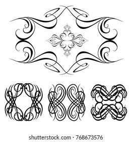  Decorative monograms and calligraphic borders. Template signage, logos, labels, stickers, cards. Graphic design page. Classic design elements for wedding invitations.
