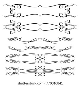 Decorative monograms and calligraphic borders. Template signage, logos, labels, stickers, cards. Graphic design page. Classic design elements for wedding invitations.