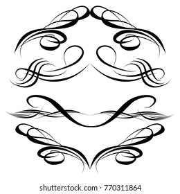 
 Decorative monograms and calligraphic borders. Template signage, logos, labels, stickers, cards. Graphic design page. Classic design elements for wedding invitations.