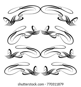 
 Decorative monograms and calligraphic borders. Template signage, logos, labels, stickers, cards. Graphic design page. Classic design elements for wedding invitations.