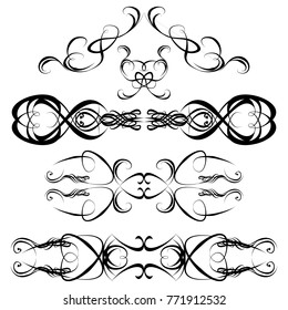  Decorative monograms and calligraphic borders. Template signage, logos, labels, stickers, cards. Graphic design page. Classic design elements for wedding invitations