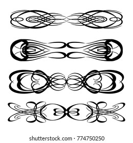 Decorative monograms and calligraphic borders. Template signage, logos, labels, stickers, cards. Graphic design page. Classic design elements for wedding invitations.