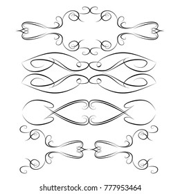 Decorative monograms and calligraphic borders. Template signage, logos, labels, stickers, cards. Graphic design page. Classic design elements for wedding invitations