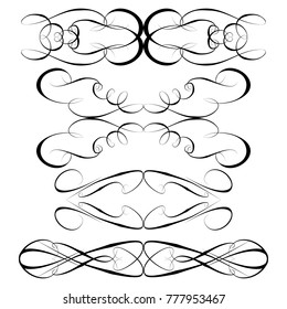 Decorative monograms and calligraphic borders. Template signage, logos, labels, stickers, cards. Graphic design page. Classic design elements for wedding invitations