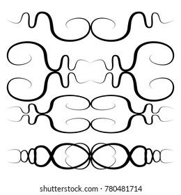 Decorative monograms and calligraphic borders. Template signage, logos, labels, stickers, cards. Graphic design page. Classic design elements for wedding invitations.