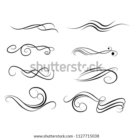 Decorative monograms and calligraphic borders. Template signage, logos, labels, stickers, cards. Graphic design page. Classic design elements for wedding invitations