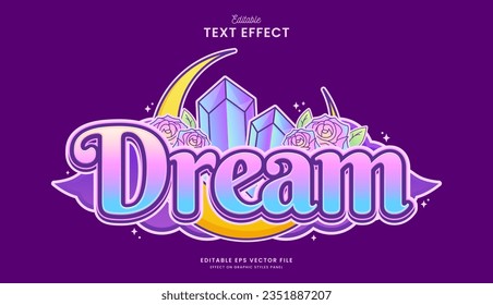 decorative moon dream editable text effect vector design