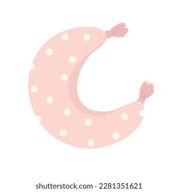 Decorative moon pillow. Soft bedroom sleeping cushion, cozy living bed decoration vector illustration