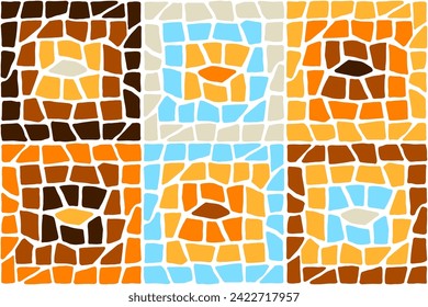 Decorative mosaic background. Ceramic antique stone ornament.