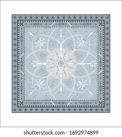 Mosaik-Teppichmuster mit blauer Vektorillustration